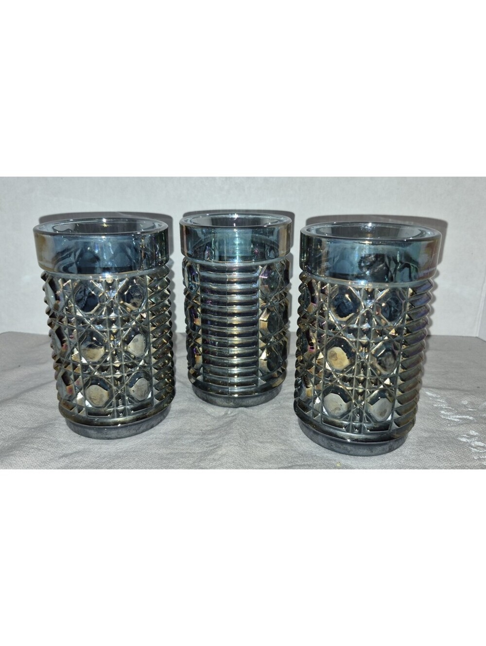 Indiana Glass Windsor Pattern Blue 5” tumblers set of 3